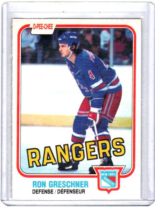 1981 O-Pee-Chee  Ron Greschner  Card #224 - New York Rangers